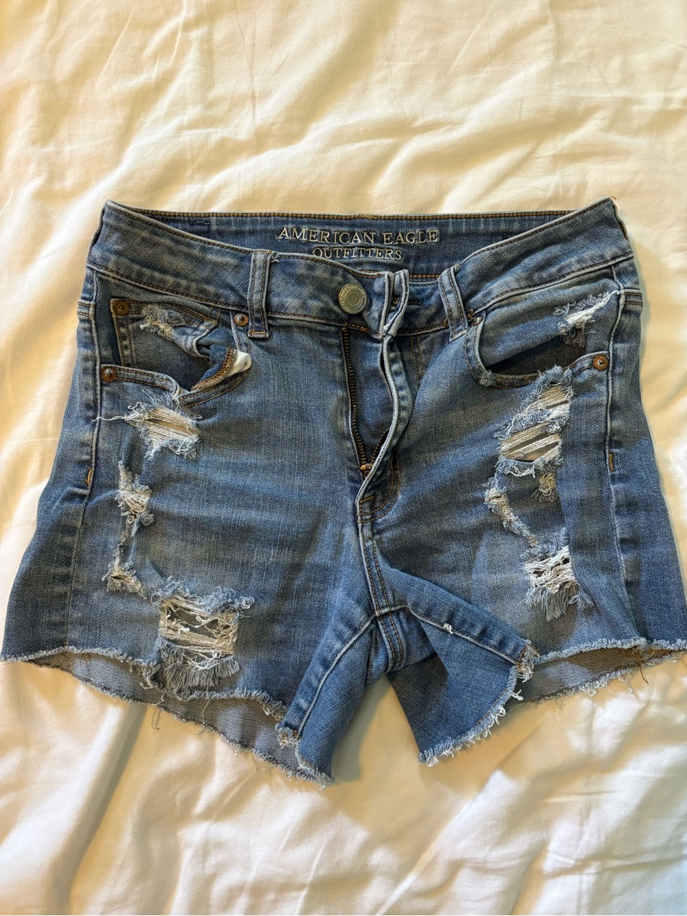 American Eagle Super Stretch Hi-Rise Shortie Denim Shorts